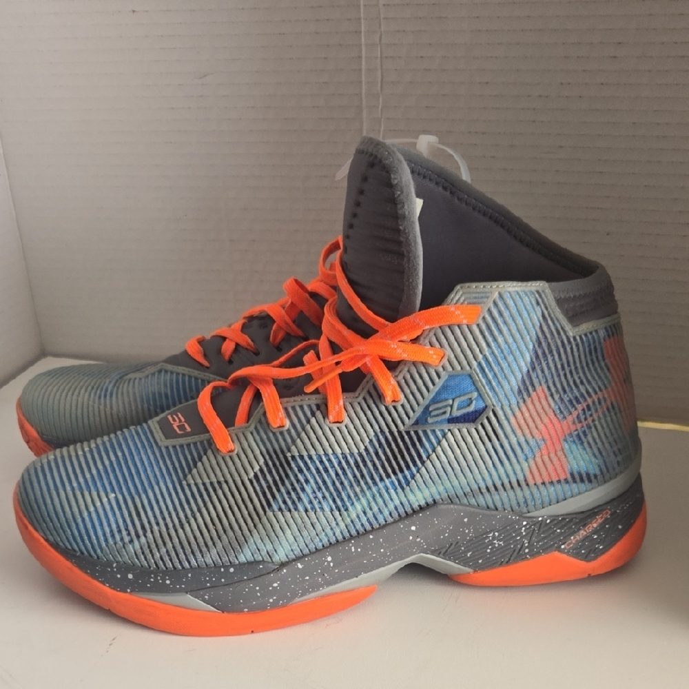 2015 Mens UA Stephen Curry Orange, Blue Basketball Sneakers 1292528-099 Sz 10.5
